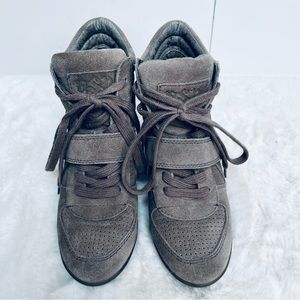 ASH Bowie Suede Leather Wedge Sneakers- Grey- 37